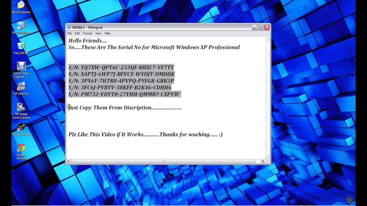 Windows xp serial numbers